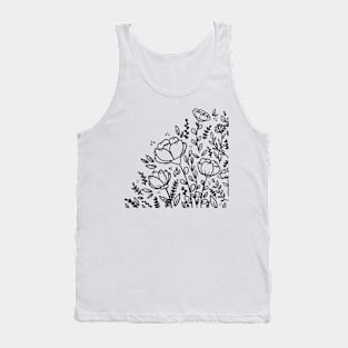 Black and white floral drawing Tank Top